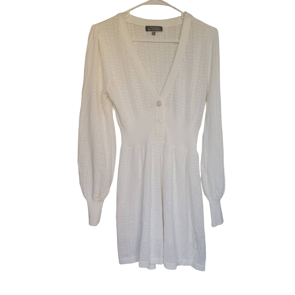 Blue Blush Cream Knit Midi Dress Sz M